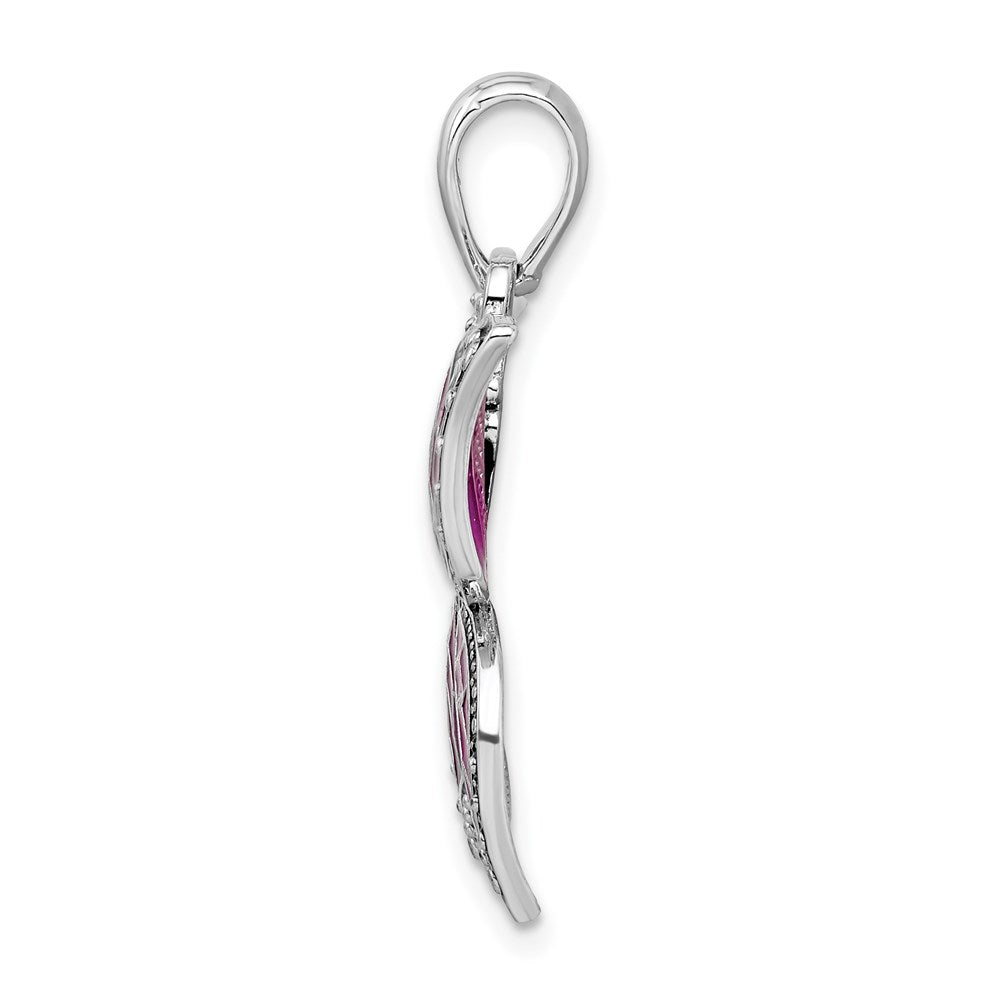 Million Charms 925 Sterling Silver Charm Pendant, Butterfly with Purple Wings, Stained Glass