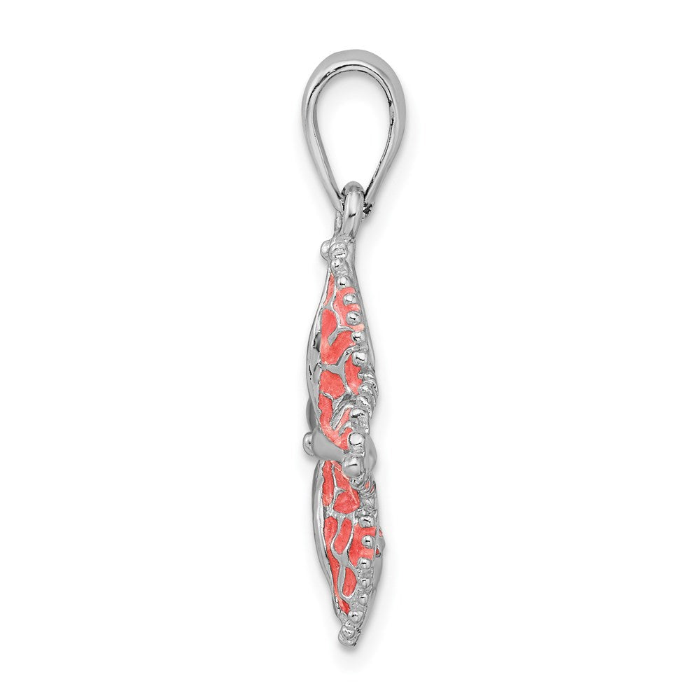 Million Charms 925 Sterling Silver Sea Life Nautical Charm Pendant, Starfish with Pink Enamel, Stained Glass