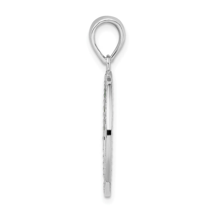 Million Charms 925 Sterling Silver Religious Charm Pendant, Large Tree Of Life In Round Frame, Stained Glass Green and Brown