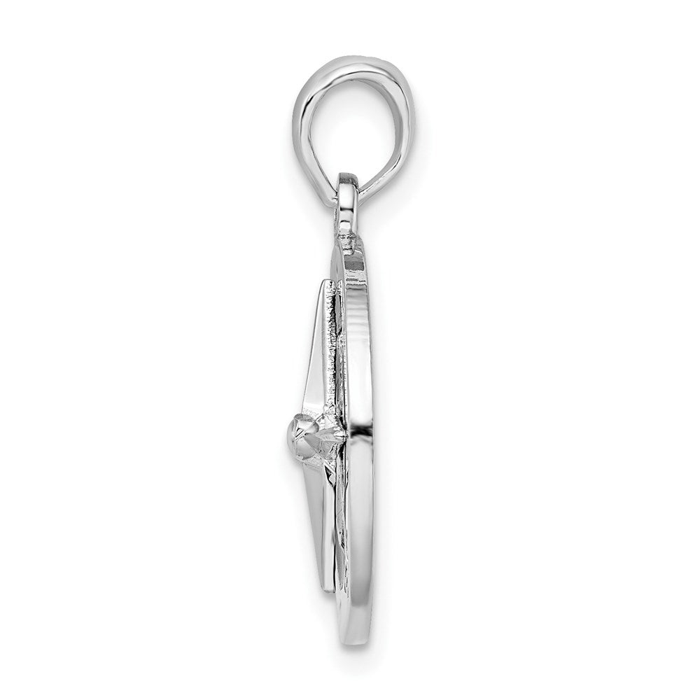 Million Charms 925 Sterling Silver Charm Pendant, Nautical Compass  with Blue Enamel