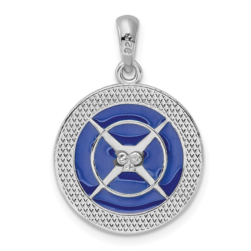 Million Charms 925 Sterling Silver Charm Pendant, Nautical Compass  with Blue Enamel