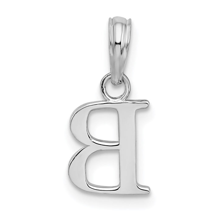 Million Charms 925 Sterling Silver Charm Pendant, Small Letter B Block Initial, High Polish
