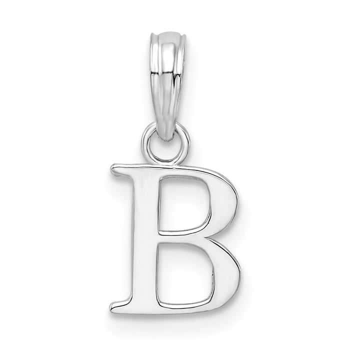 Million Charms 925 Sterling Silver Charm Pendant, Small Letter B Block Initial, High Polish