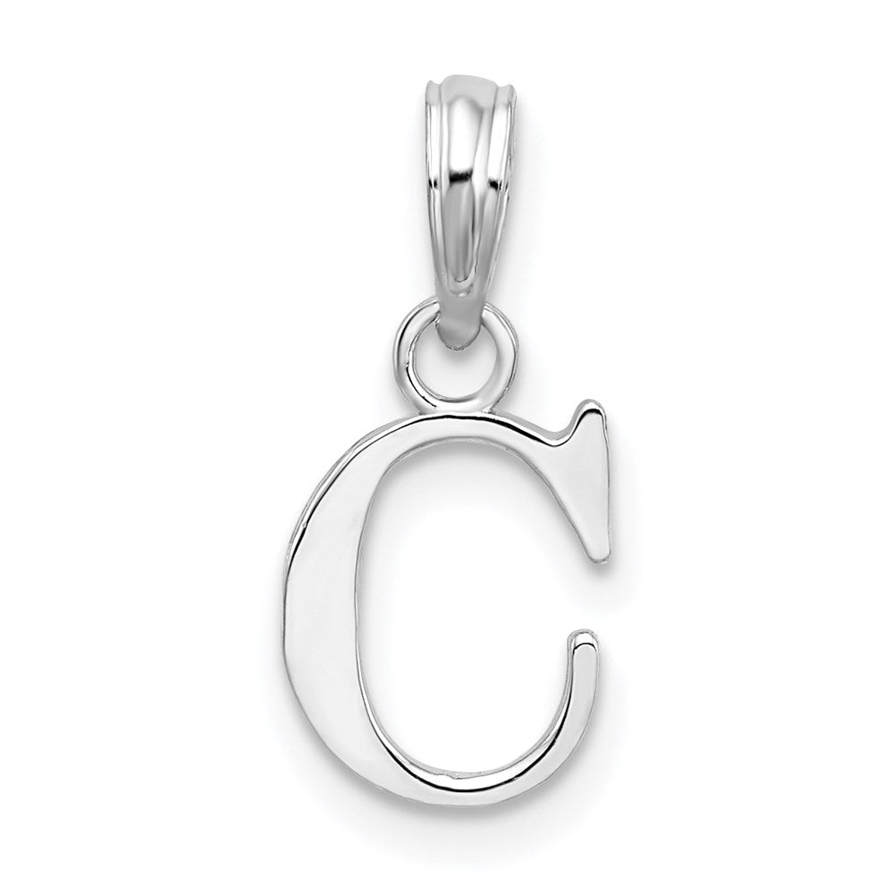 Million Charms 925 Sterling Silver Charm Pendant, Small Letter C Block Initial, High Polish