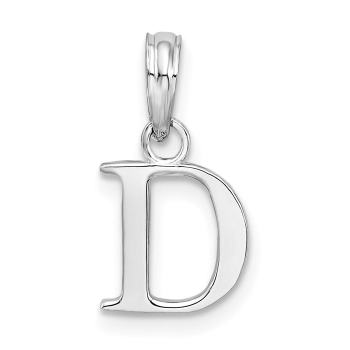 Million Charms 925 Sterling Silver Charm Pendant, Small Letter D Block Initial, High Polish
