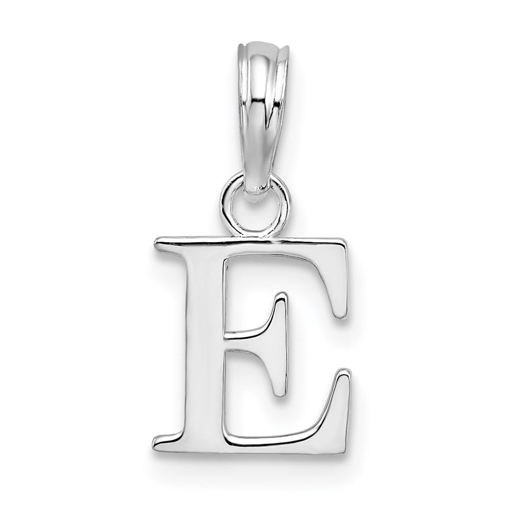 Million Charms 925 Sterling Silver Charm Pendant, Small Letter E Block Initial, High Polish