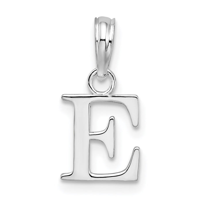 Million Charms 925 Sterling Silver Charm Pendant, Small Letter E Block Initial, High Polish