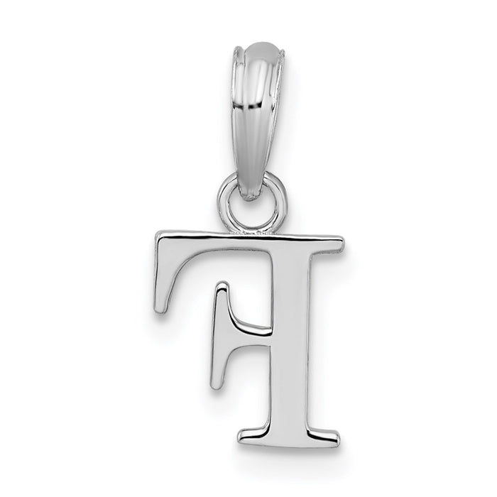 Million Charms 925 Sterling Silver Charm Pendant, Small Letter F Block Initial, High Polish