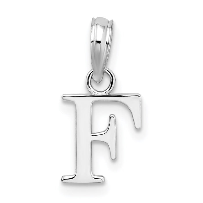 Million Charms 925 Sterling Silver Charm Pendant, Small Letter F Block Initial, High Polish
