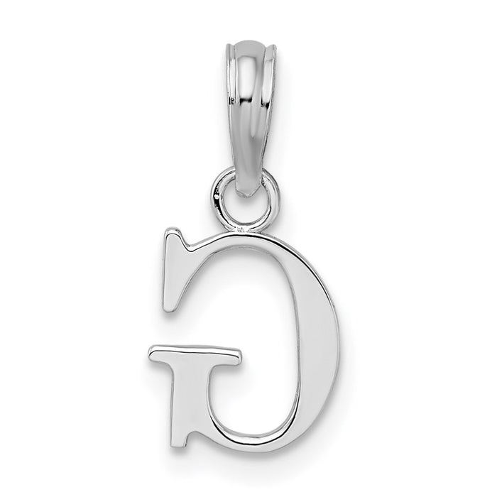 Million Charms 925 Sterling Silver Charm Pendant, Small Letter G Block Initial, High Polish
