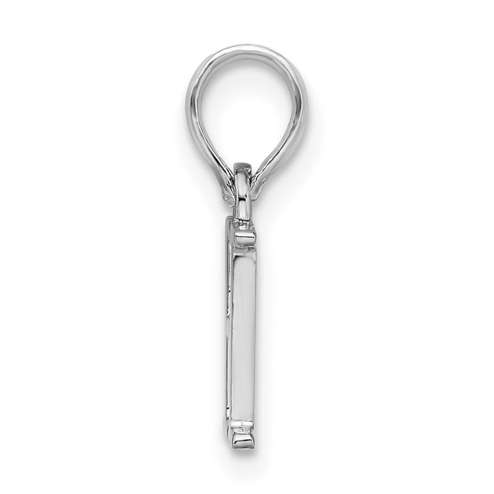 Million Charms 925 Sterling Silver Charm Pendant, Small Letter H Block Initial, High Polish