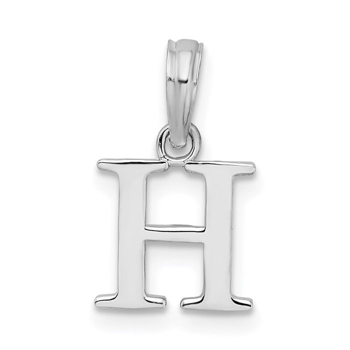 Million Charms 925 Sterling Silver Charm Pendant, Small Letter H Block Initial, High Polish