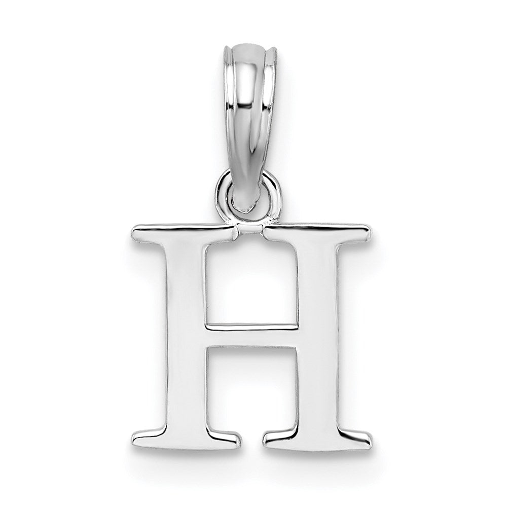 Million Charms 925 Sterling Silver Charm Pendant, Small Letter H Block Initial, High Polish