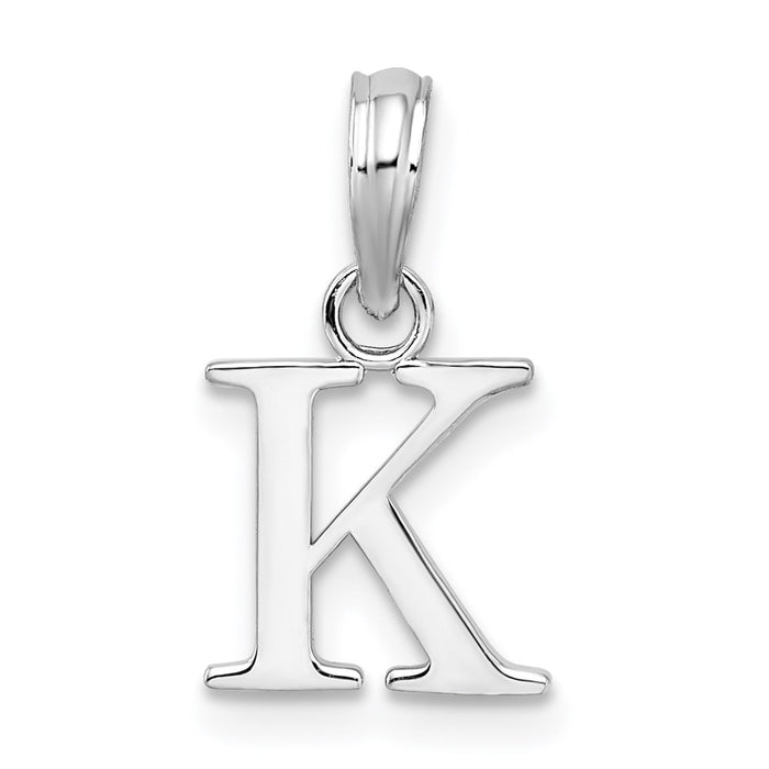 Million Charms 925 Sterling Silver Charm Pendant, Small Letter K Block Initial, High Polish