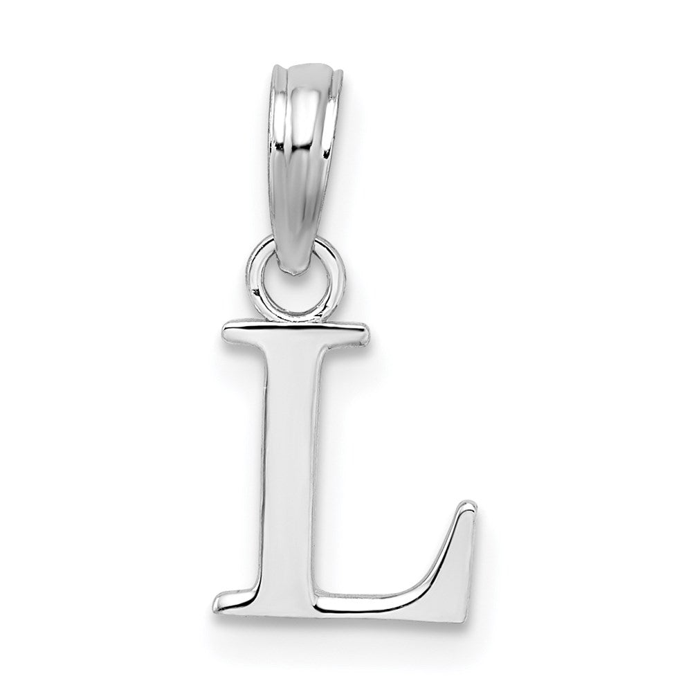 Million Charms 925 Sterling Silver Charm Pendant, Small Letter L Block Initial, High Polish