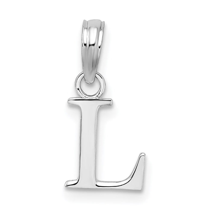 Million Charms 925 Sterling Silver Charm Pendant, Small Letter L Block Initial, High Polish