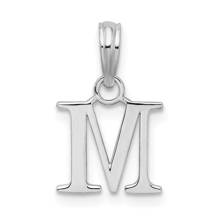 Million Charms 925 Sterling Silver Charm Pendant, Small Letter M Block Initial, High Polish