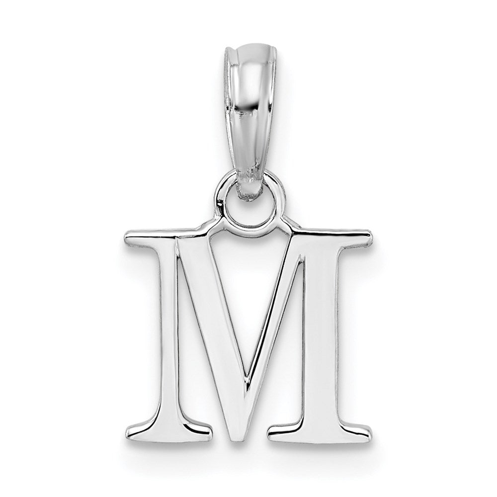 Million Charms 925 Sterling Silver Charm Pendant, Small Letter M Block Initial, High Polish