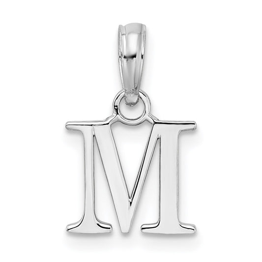 Million Charms 925 Sterling Silver Charm Pendant, Small Letter M Block Initial, High Polish