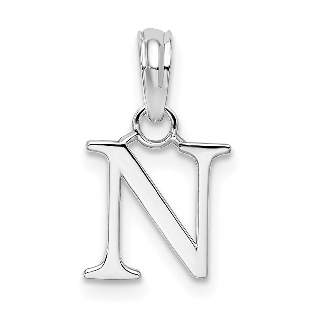 Million Charms 925 Sterling Silver Charm Pendant, Small Letter N Block Initial, High Polish