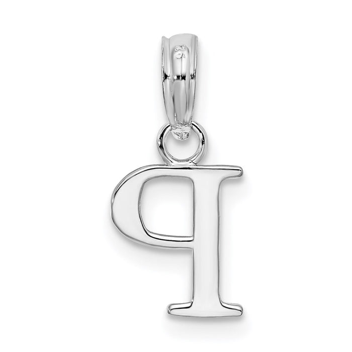 Million Charms 925 Sterling Silver Charm Pendant, Small Letter P Block Initial, High Polish