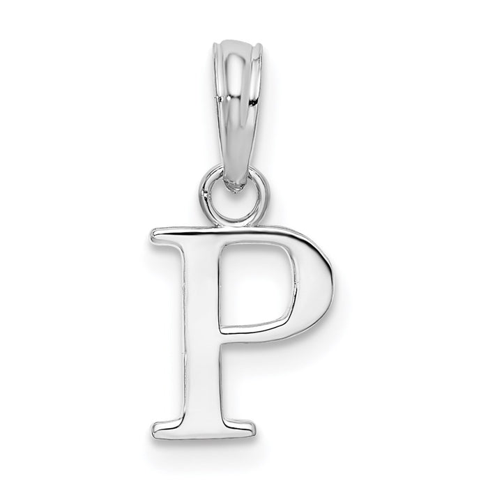 Million Charms 925 Sterling Silver Charm Pendant, Small Letter P Block Initial, High Polish