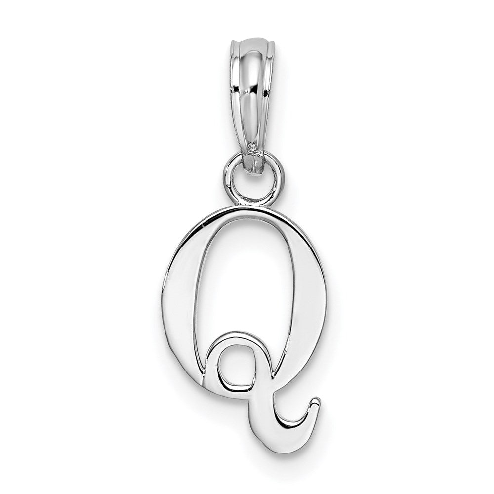 Million Charms 925 Sterling Silver Charm Pendant, Small Letter Q Block Initial, High Polish