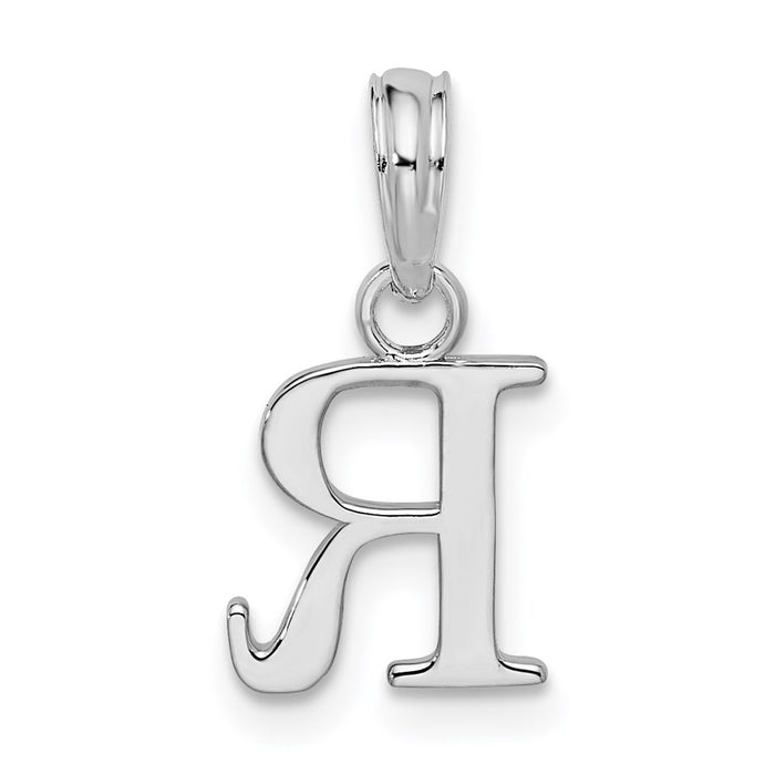 Million Charms 925 Sterling Silver Charm Pendant, Small Letter R Block Initial, High Polish
