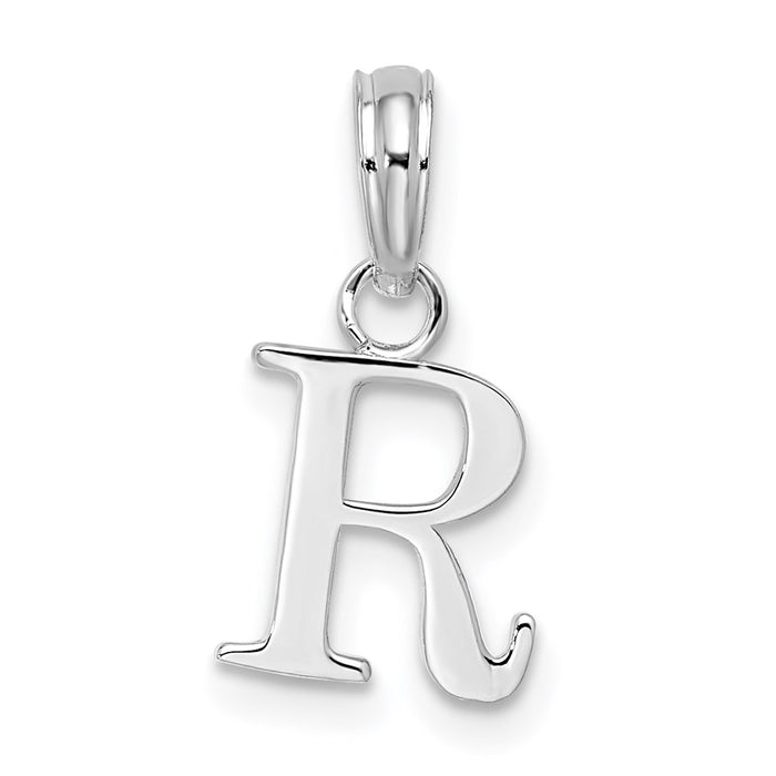 Million Charms 925 Sterling Silver Charm Pendant, Small Letter R Block Initial, High Polish