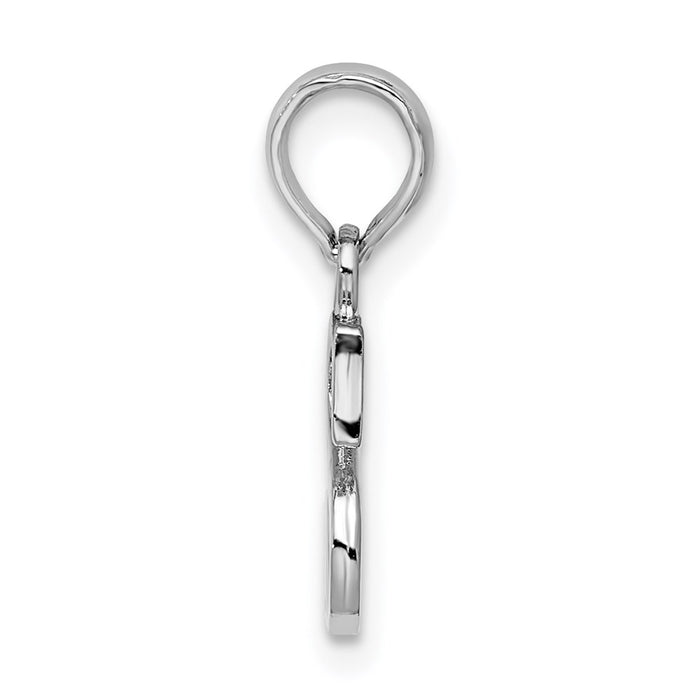 Million Charms 925 Sterling Silver Charm Pendant, Small Letter S Block Initial, High Polish