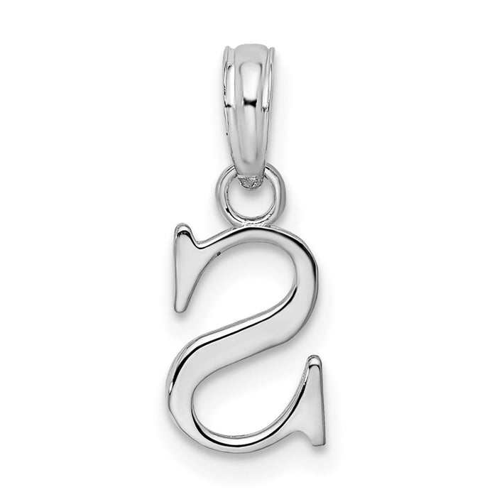 Million Charms 925 Sterling Silver Charm Pendant, Small Letter S Block Initial, High Polish