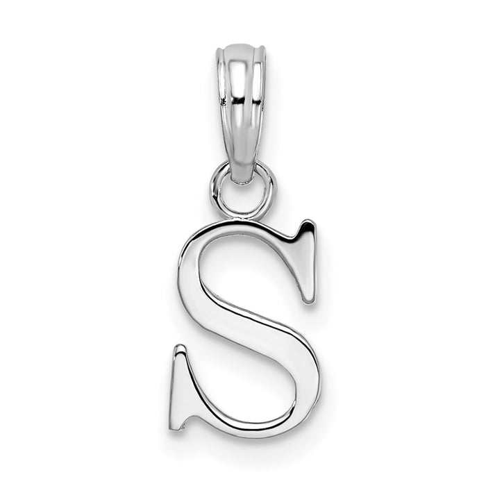Million Charms 925 Sterling Silver Charm Pendant, Small Letter S Block Initial, High Polish