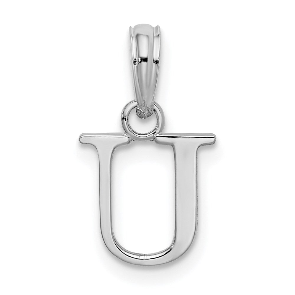 Million Charms 925 Sterling Silver Charm Pendant, Small Letter U Block Initial, High Polish