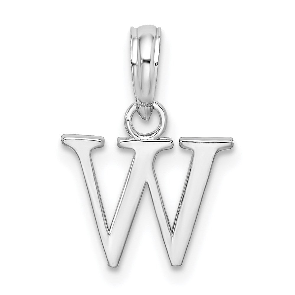 Million Charms 925 Sterling Silver Charm Pendant, Small Letter W Block Initial, High Polish