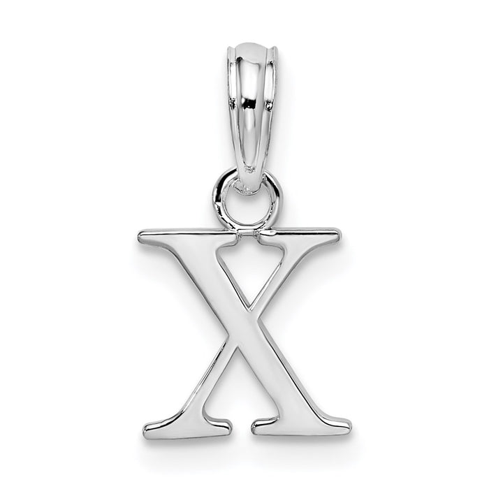 Million Charms 925 Sterling Silver Charm Pendant, Small Letter X Block Initial, High Polish