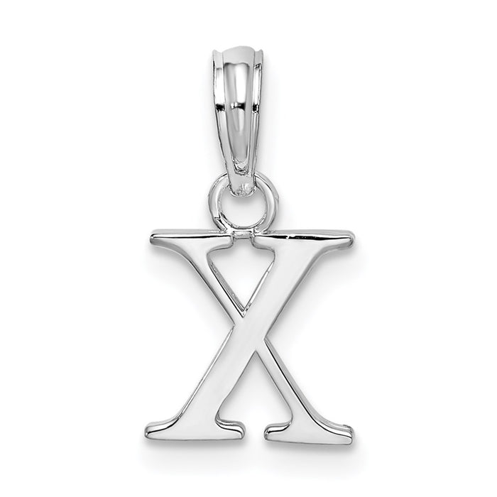 Million Charms 925 Sterling Silver Charm Pendant, Small Letter X Block Initial, High Polish