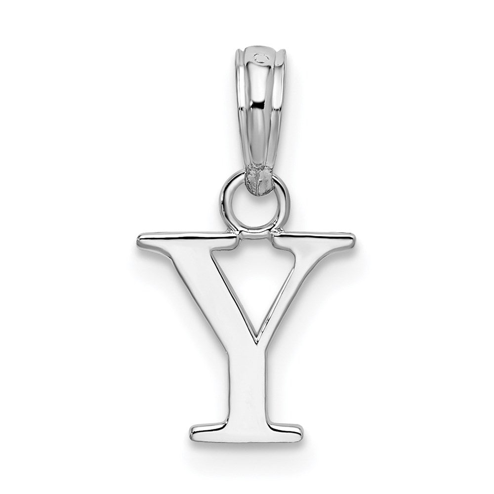 Million Charms 925 Sterling Silver Charm Pendant, Small Letter Y Block Initial, High Polish