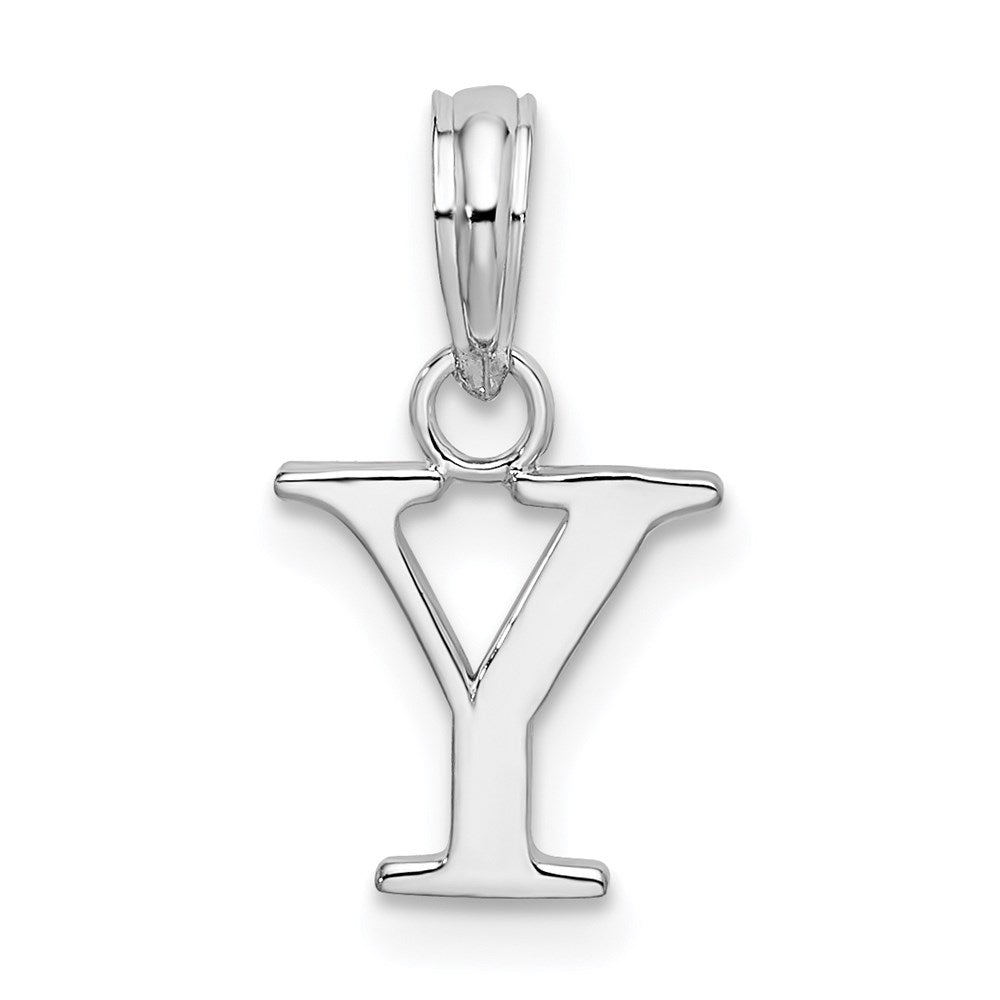 Million Charms 925 Sterling Silver Charm Pendant, Small Letter Y Block Initial, High Polish