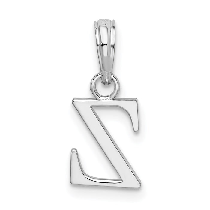 Million Charms 925 Sterling Silver Charm Pendant, Small Letter Z Block Initial, High Polish