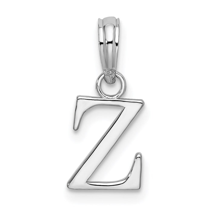Million Charms 925 Sterling Silver Charm Pendant, Small Letter Z Block Initial, High Polish