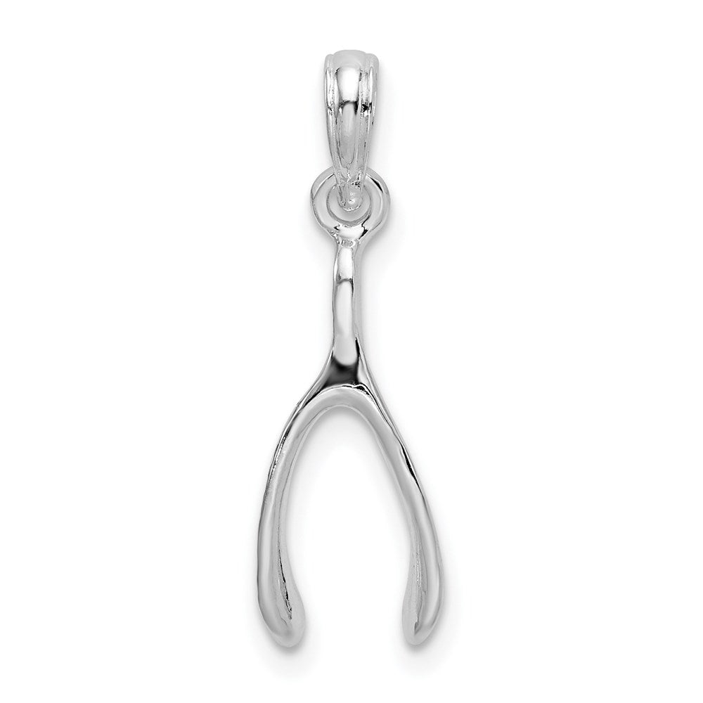 Million Charms 925 Sterling Silver Charm Pendant, Small 3-D Wishbone Pendant, Small High Polish