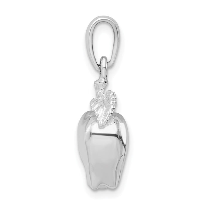 Million Charms 925 Sterling Silver Charm Pendant, 3-D Apple with Stem & Leaf