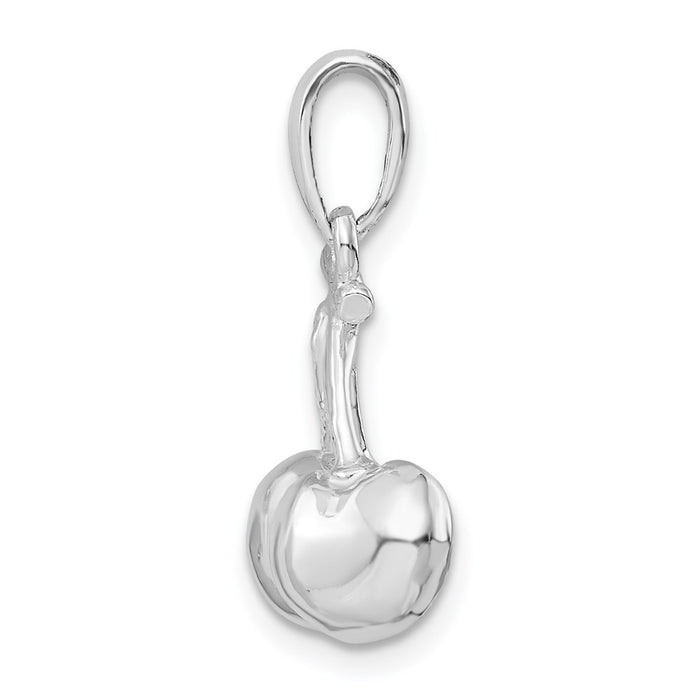 Million Charms 925 Sterling Silver Charm Pendant, 3-D Cherries with Stem & Leaf