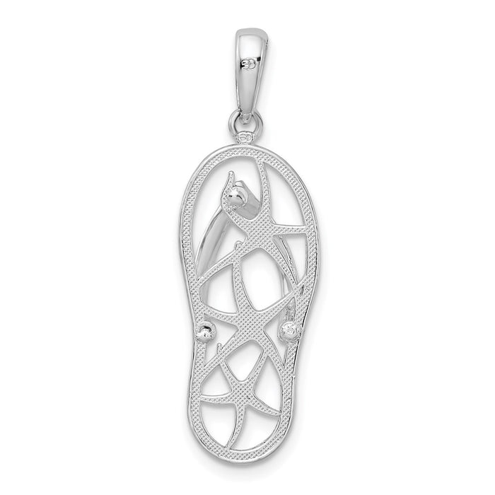 Million Charms 925 Sterling Silver Sea Life Nautical Charm Pendant, Multi Starfish Flip-Flop [Cut-Out]