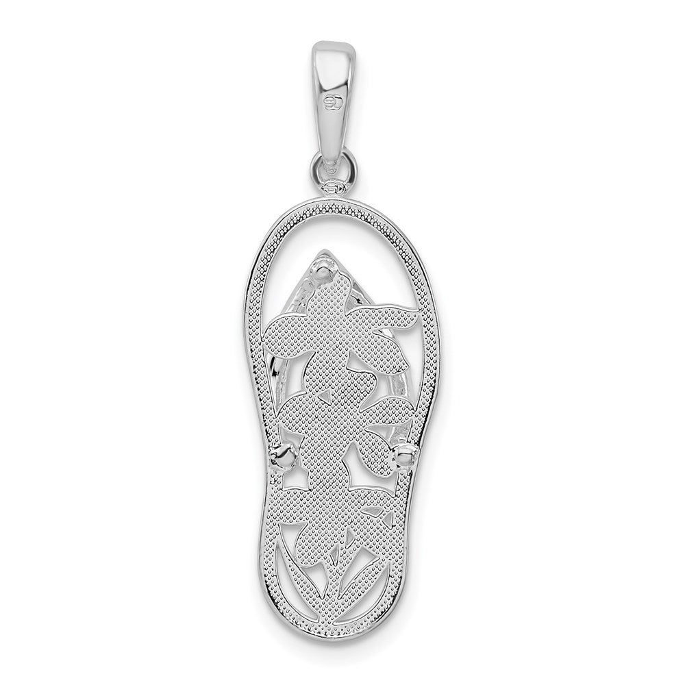 Million Charms 925 Sterling Silver Charm Pendant, Multi Flower Flip-Flop [Cut-Out]