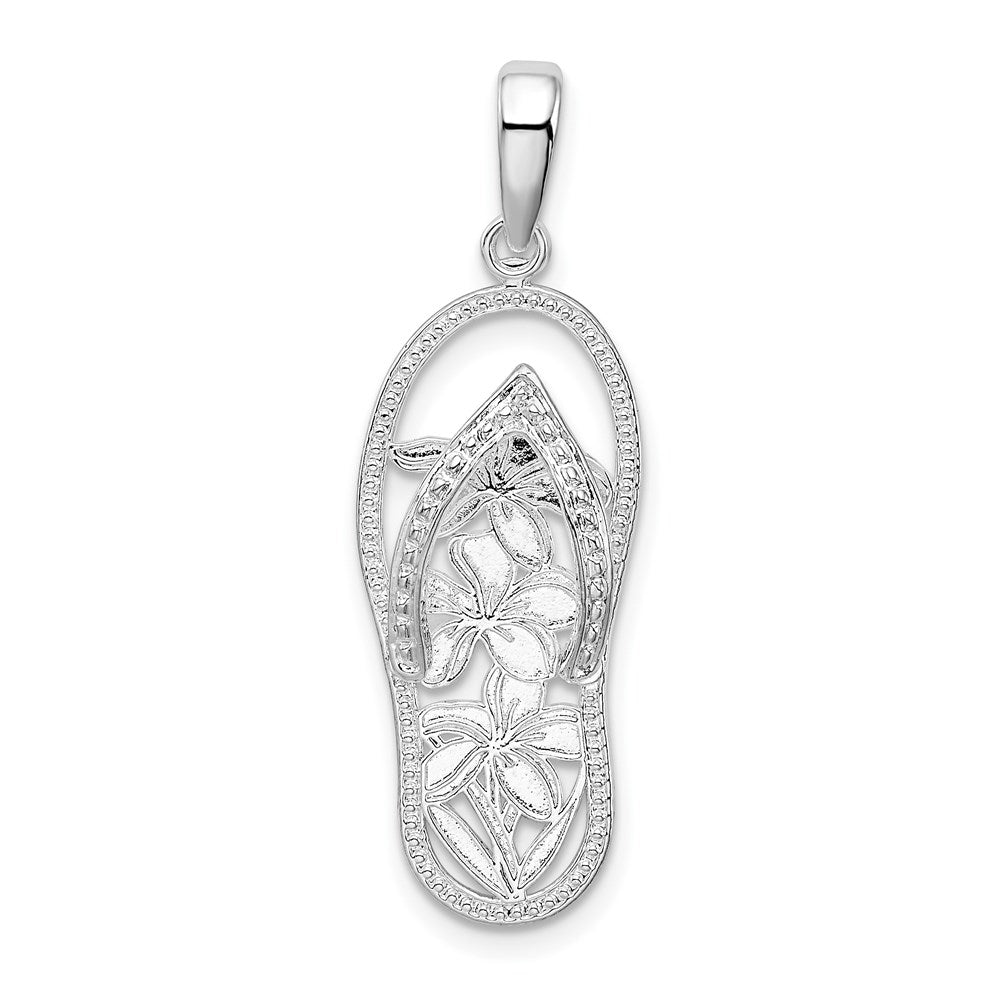 Million Charms 925 Sterling Silver Charm Pendant, Multi Flower Flip-Flop [Cut-Out]