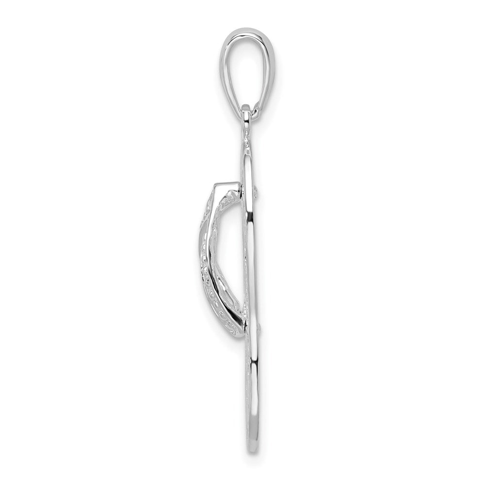 Million Charms 925 Sterling Silver Nautical Sea Life  Charm Pendant, Dolphin Flip-Flop [Cut-Out]