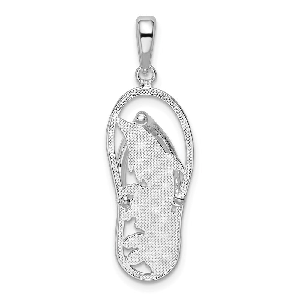 Million Charms 925 Sterling Silver Nautical Sea Life  Charm Pendant, Dolphin Flip-Flop [Cut-Out]