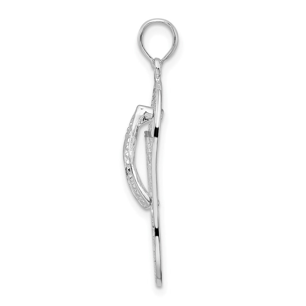 Million Charms 925 Sterling Silver Nautical Coastal Charm Pendant, Palm Tree Flip-Flop [Cut-Out]