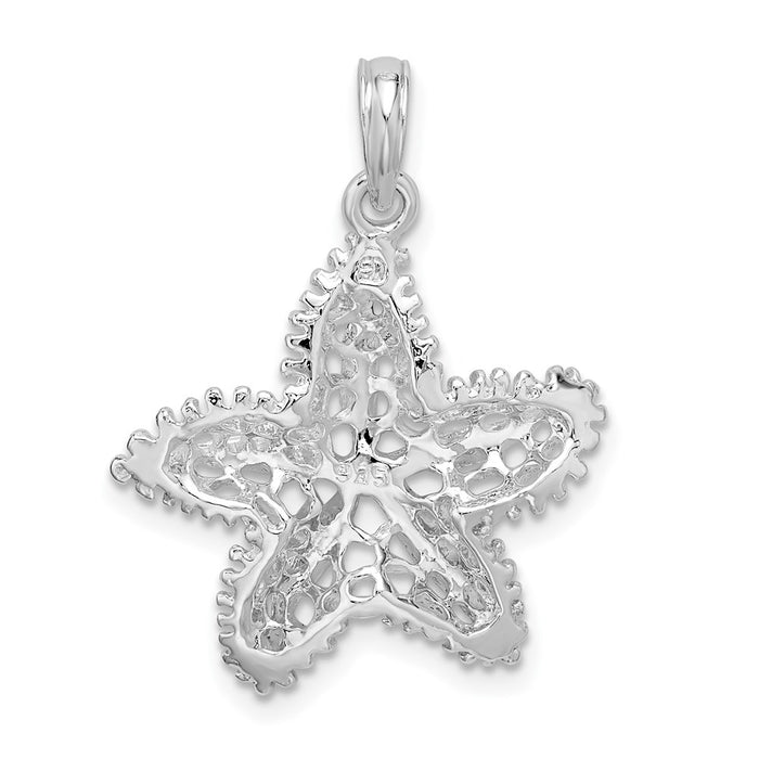 Million Charms 925 Sterling Silver Sea Life Nautical Charm Pendant, Starfish, High Polish & Cut-Out Filigree